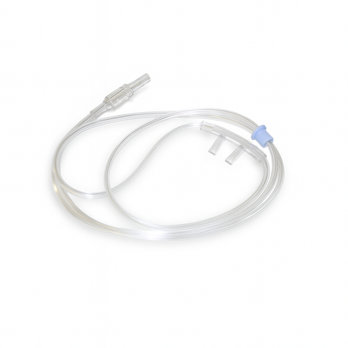 Curved tip adult nasal cannula designed for comfortable oxygen delivery in Windsor Ontario hospitals and outpatient respiratory programs