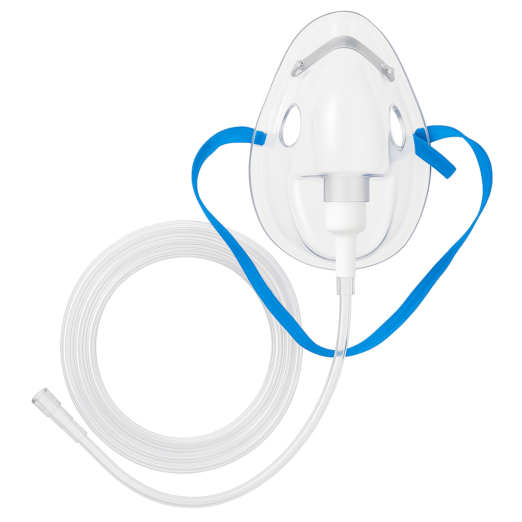 Adult nebulizer mask kit with oxygen tubing used in Ontario medical clinics and respiratory care programs