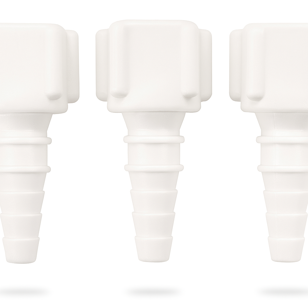 White oxygen tubing connectors with ribbed grips for secure setup in Ontario emergency response and clinical environments