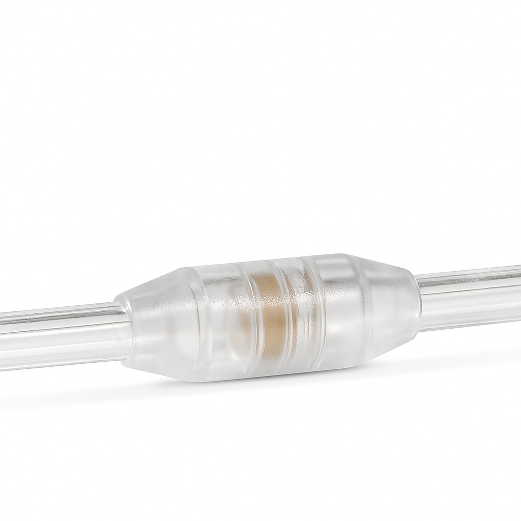 Clear oxygen tubing swivel connector designed for adult patient mobility in Ontario long term care and hospital use