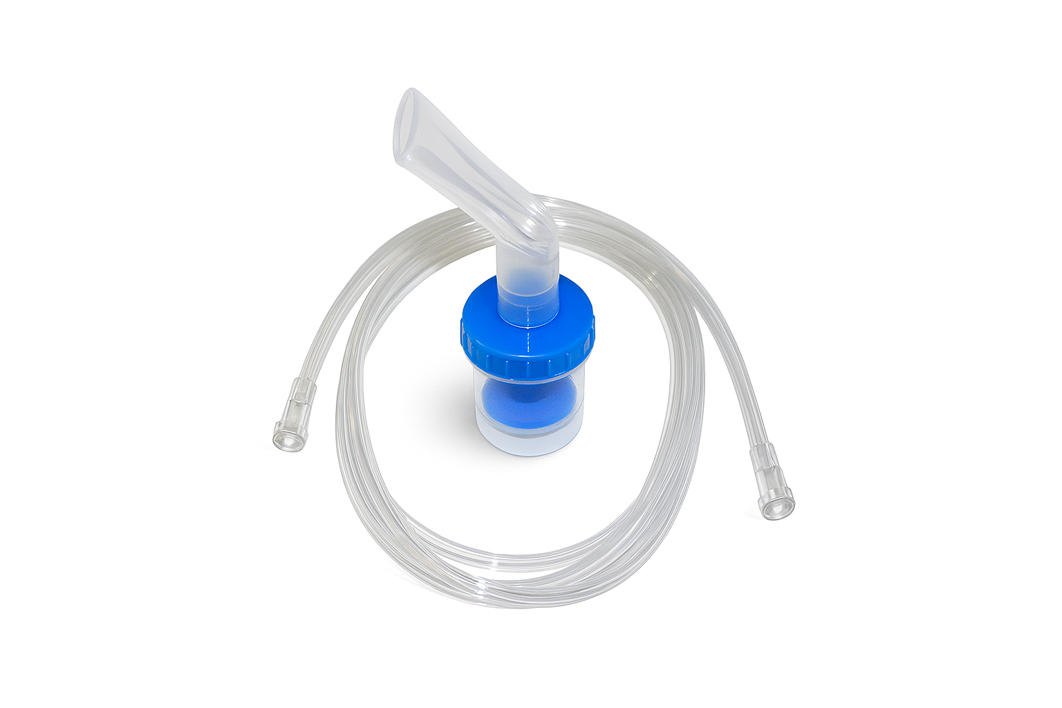 Mouthpiece nebulizer kit with angled chamber and oxygen tubing for respiratory therapy in Ontario clinics and EMS settings
