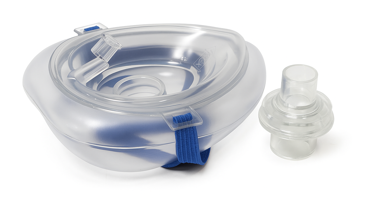 Rescuer® Brand CPR Pocket Mask with One-Way Valve, O2 Inlet, Filter, and Strap