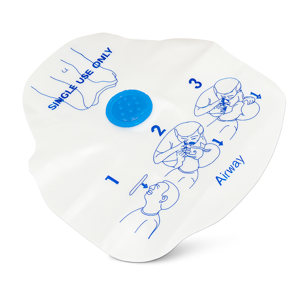 Disposable CPR face shield with one-way valve and filter for first aid kits in Nova Scotia