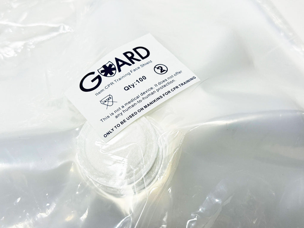 CPR mask with printed instructions designed for public access defibs and first aid kits in Kingston Ontario