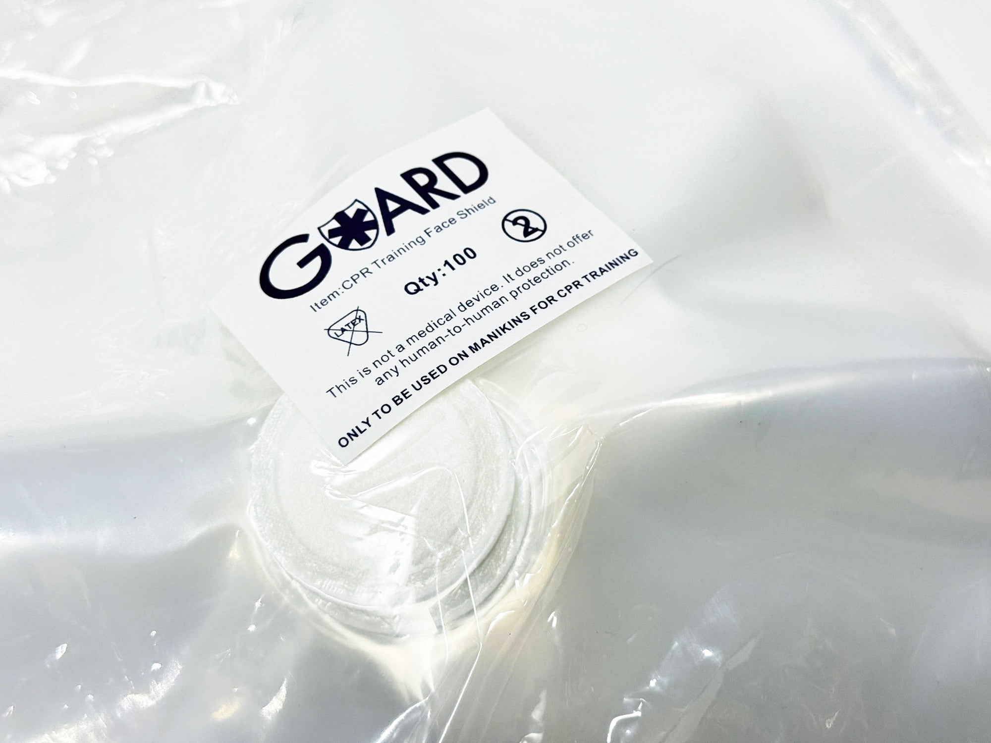 CPR mask with printed instructions designed for public access defibs and first aid kits in Kingston Ontario