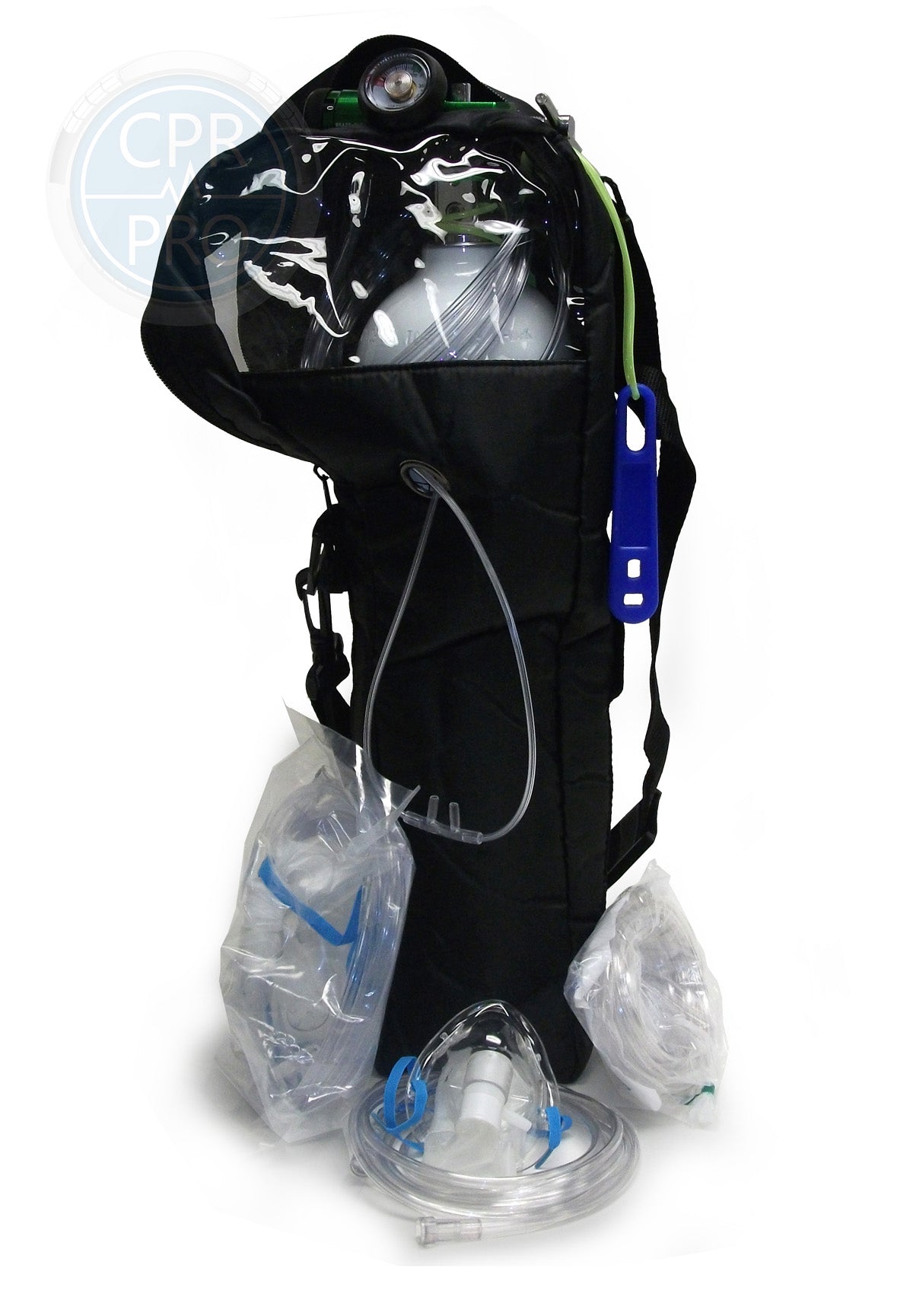 Portable emergency oxygen kit with shoulder bag and accessories designed for rapid response in Brampton Ontario first aid programs and mobile clinics
