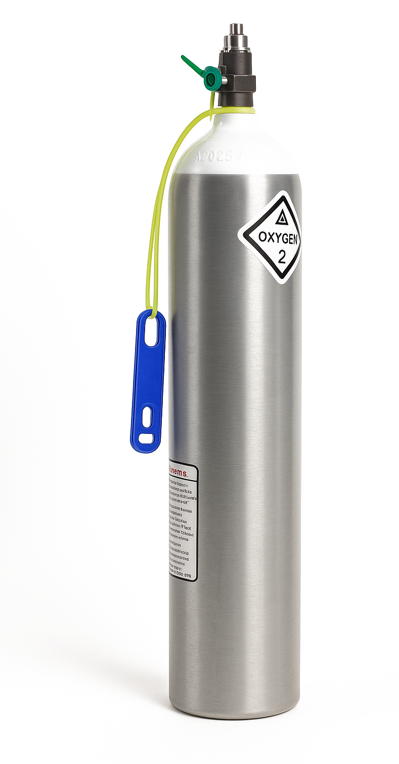 Oxygen Tank with O2 Quebec and lanyard