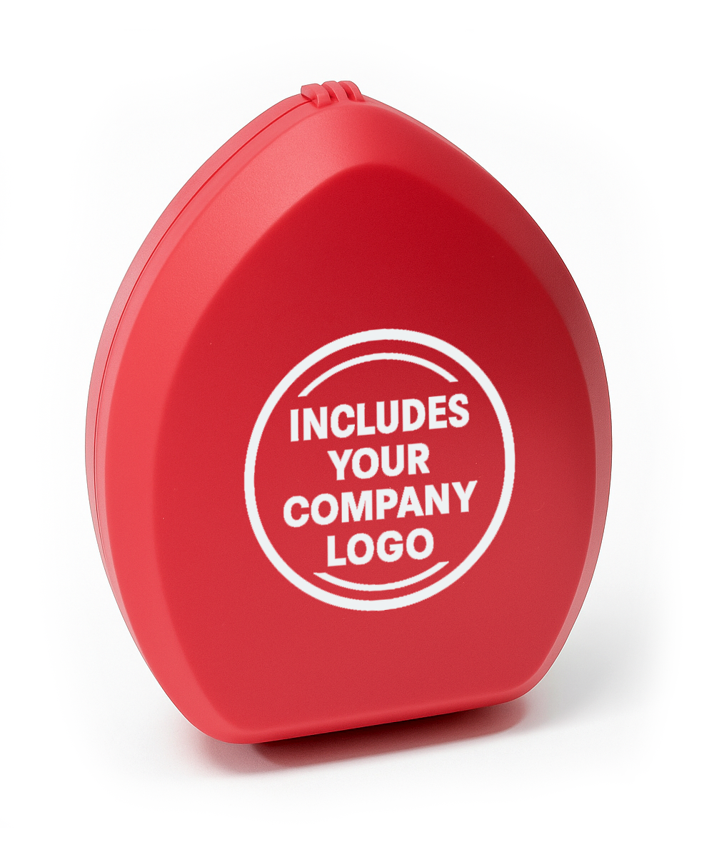 Rescuer® Brand CPR Emergency Breathing Mask with O2 Inlet, Valve, Filter, Case and Logo Print