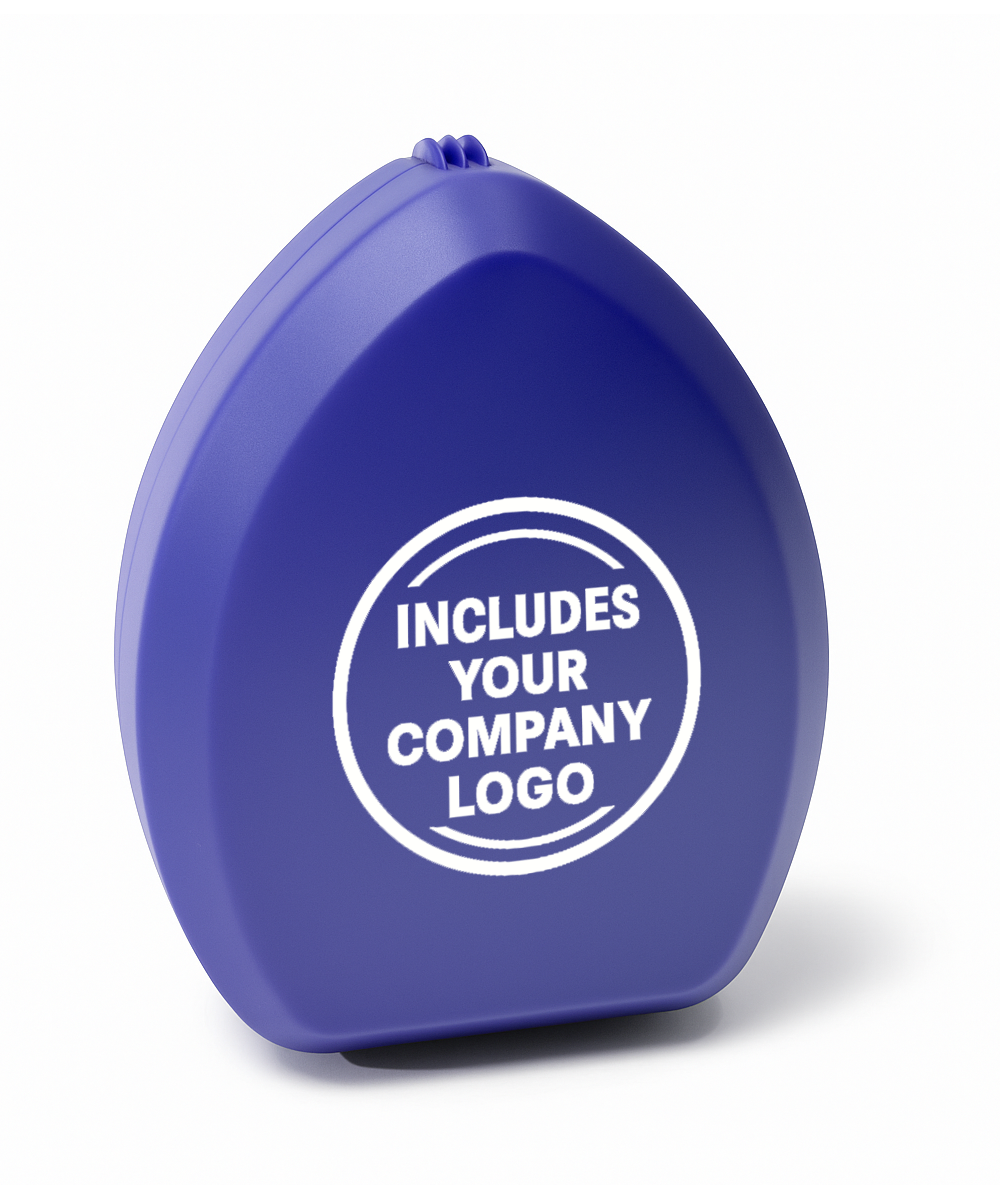 Rescuer® Brand CPR Emergency Breathing Mask with O2 Inlet, Valve, Filter, Case and Logo Print