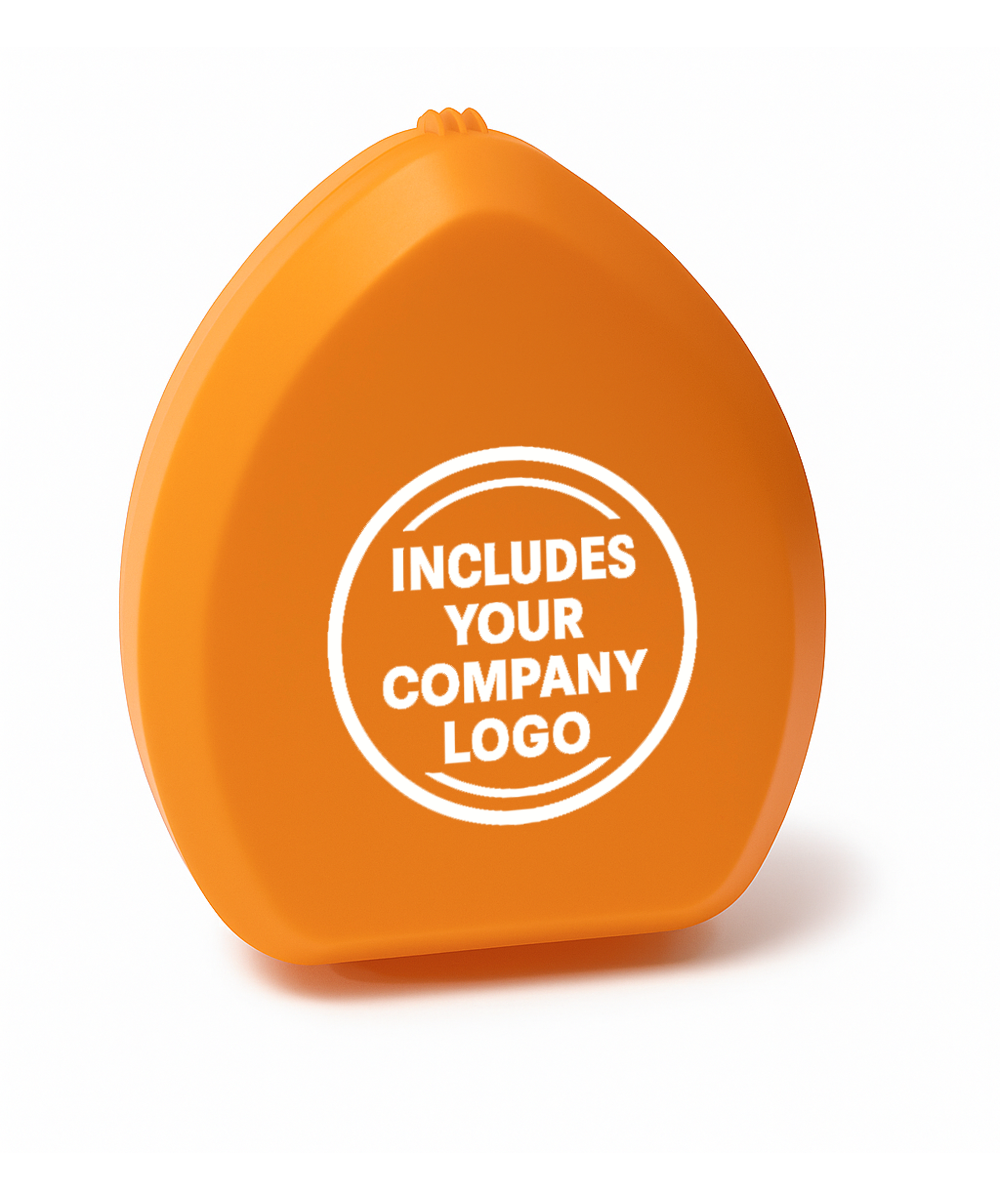 Rescuer® Brand CPR Emergency Breathing Mask with O2 Inlet, Valve, Filter, Case and Logo Print
