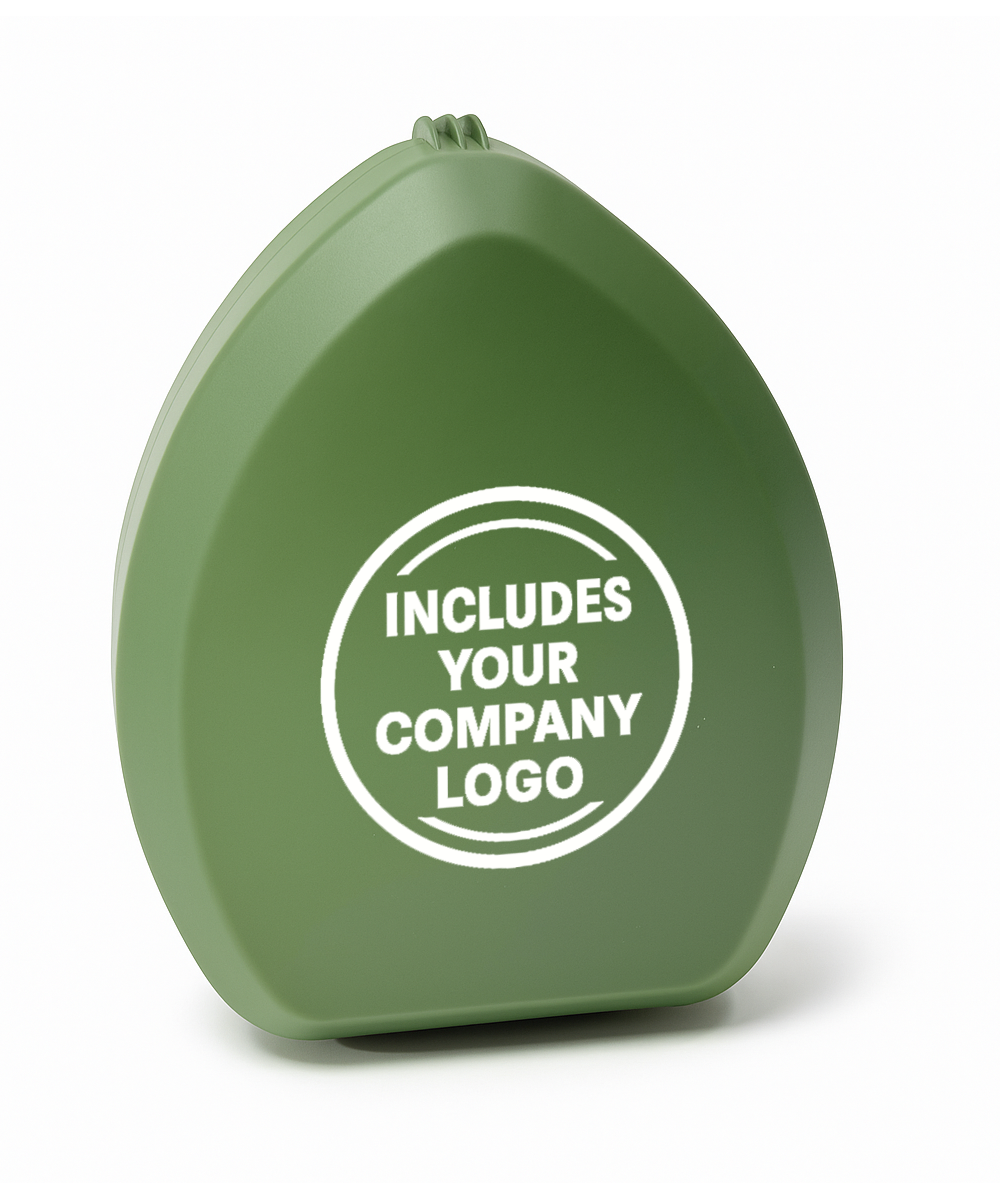 Rescuer® Brand CPR Emergency Breathing Mask with O2 Inlet, Valve, Filter, Case and Logo Print