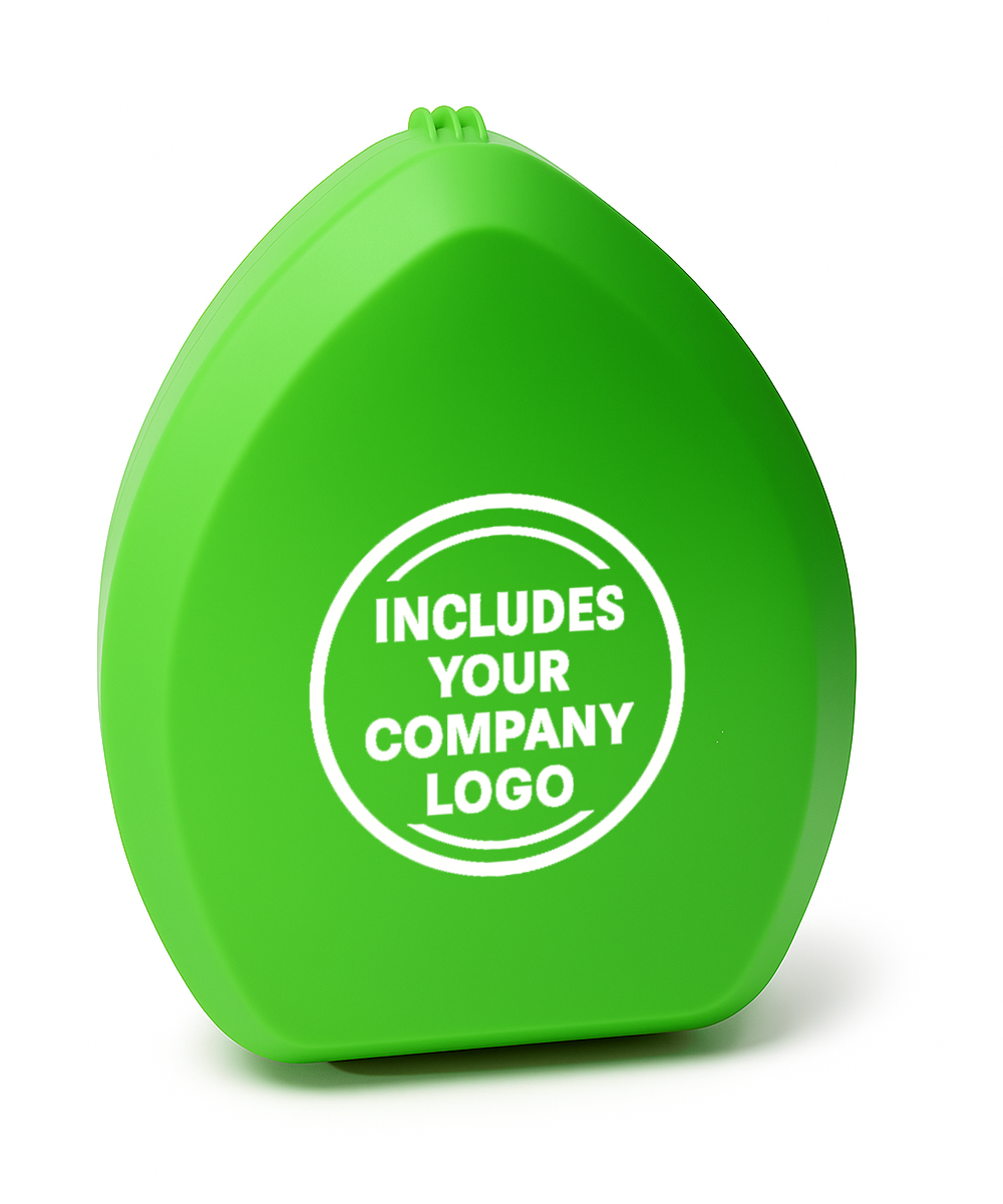Rescuer® Brand CPR Emergency Breathing Mask with O2 Inlet, Valve, Filter, Case and Logo Print