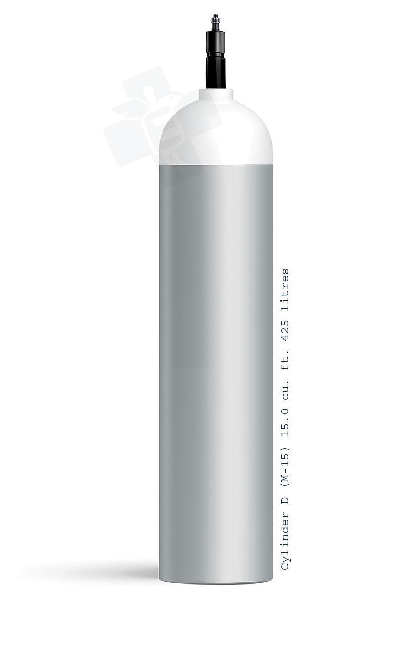 D size oxygen cylinder M15 425L tank for emergency kits in Alberta