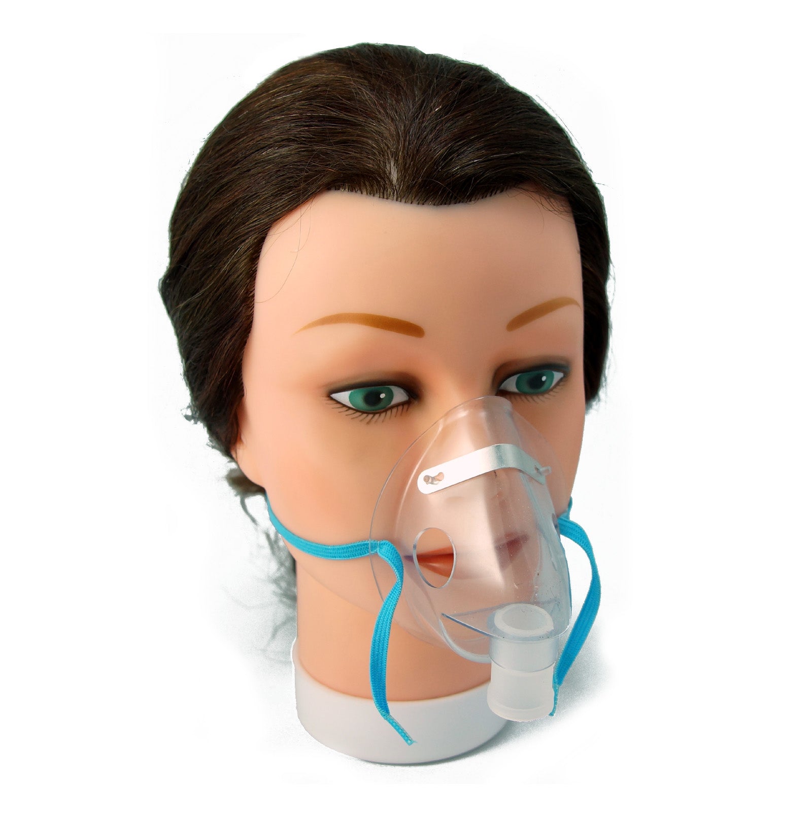 Infant nebulizer mask with soft elastic strap shown in Ontario pediatric care demonstration for respiratory support