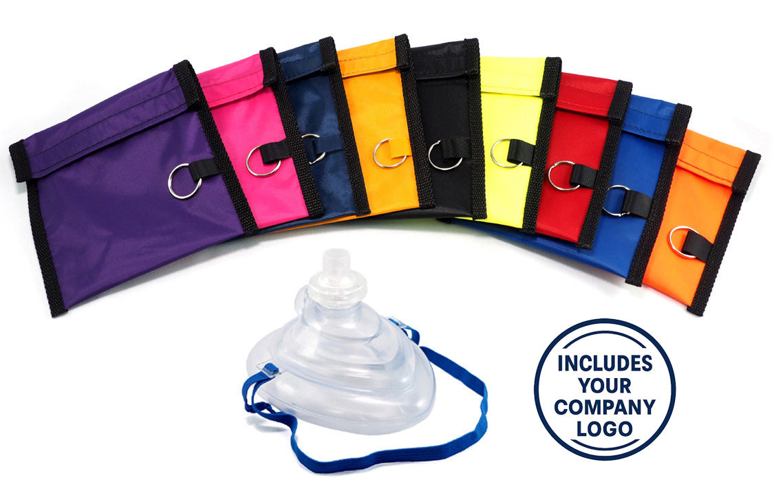 Rescuer® CPR Mask with O2 Inlet, Valve, Filter, Pouch & Custom Logo Print