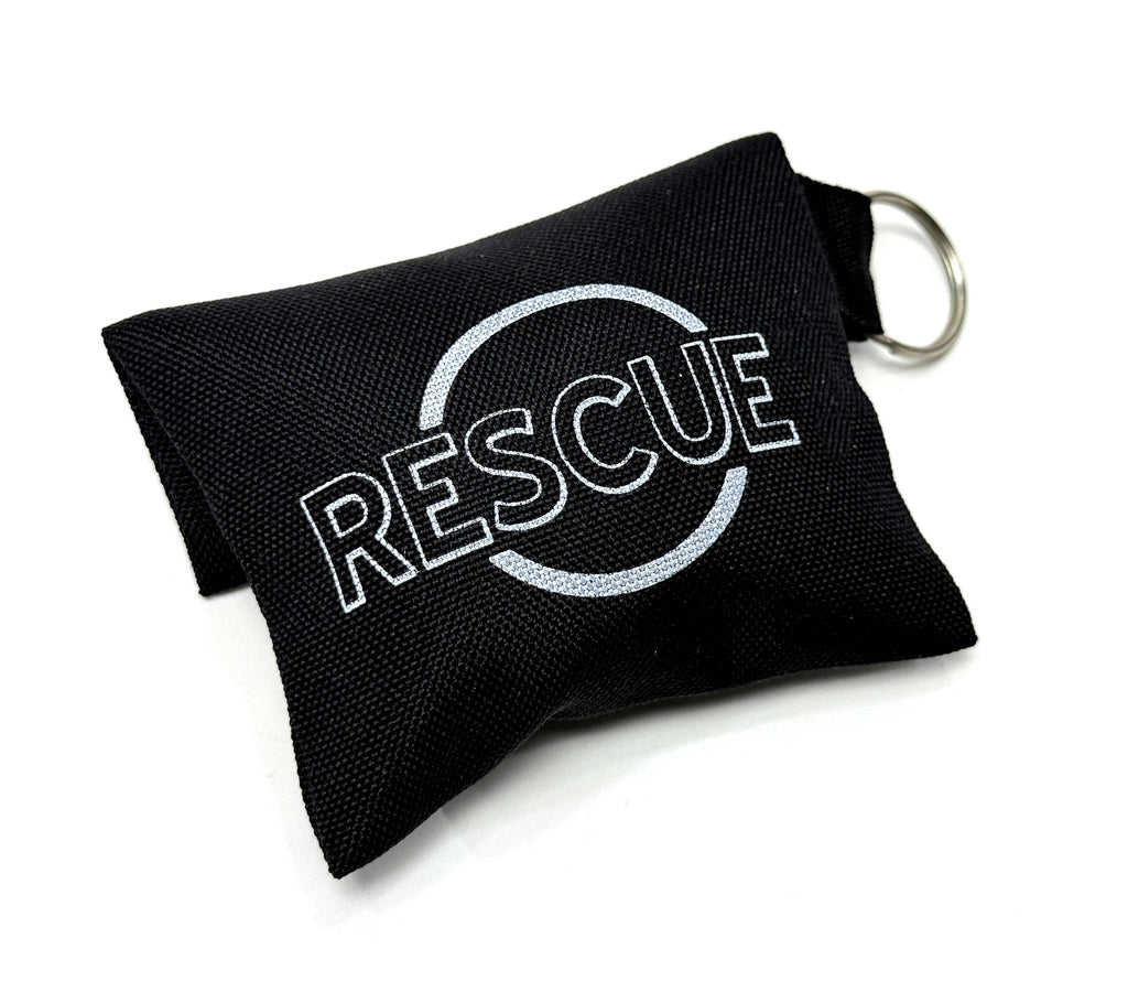 Airway® CPR Face Shield with Check Valve – Black Keychain Pouch + Gloves + Logo Print