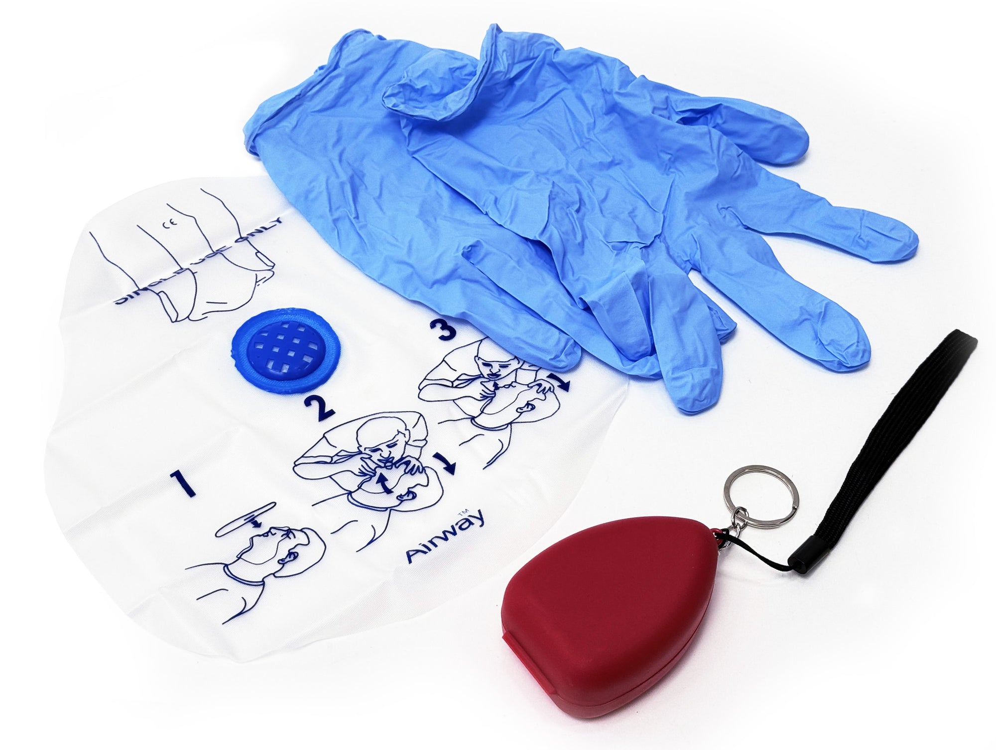 Airway® CPR Face Shield with Check Valve – Red Hard Case + Gloves + Custom Logo