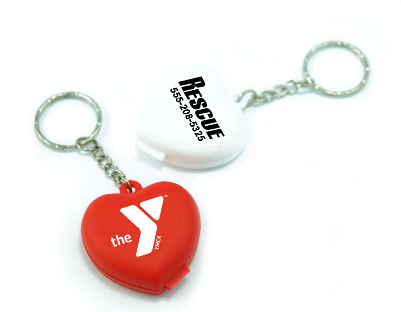 Resq-Aid® CPR Emergency Mouth Barrier Shield with Check Valve and Heart Keychain + Print