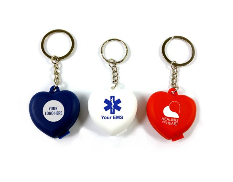 Resq-Aid® CPR Emergency Mouth Barrier Shield with Check Valve and Heart Keychain + Print