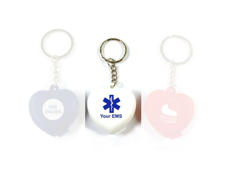 Resq-Aid® CPR Emergency Mouth Barrier Shield with Check Valve and Heart Keychain + Print