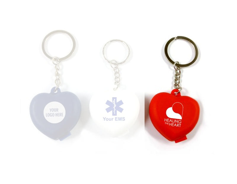 Resq-Aid® CPR Emergency Mouth Barrier Shield with Check Valve and Heart Keychain + Print