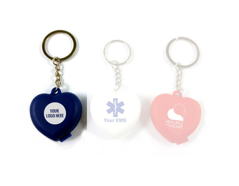 Resq-Aid® CPR Emergency Mouth Barrier Shield with Check Valve and Heart Keychain + Print